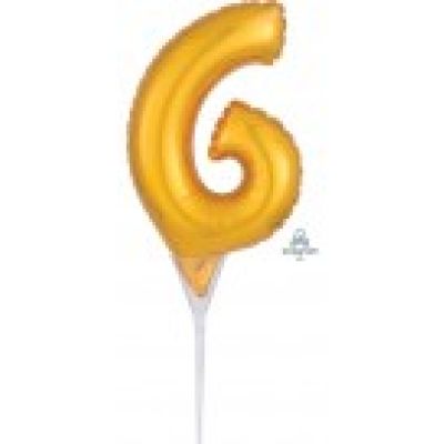 Anagram Micro-Foil 15cm (6") Cake Pick Gold Number 6 