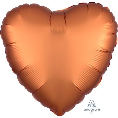 Anagram Foil Solid Colour Heart 45cm (18") Satin Luxe Amber (Air Fill & Unpackaged) 