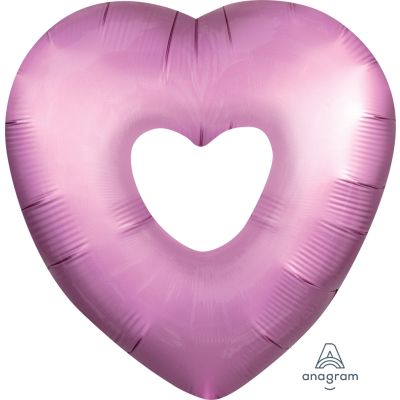 Anagram Shape Satin Luxe Flamingo Open Heart (63cm x 66cm) 