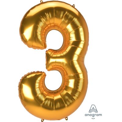 Anagram 52" (132cm) Foil Jumbo Gold Number 3 