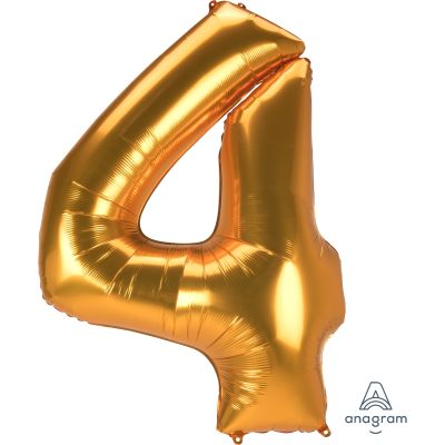 Anagram 52" (132cm) Foil Jumbo Gold Number 4 