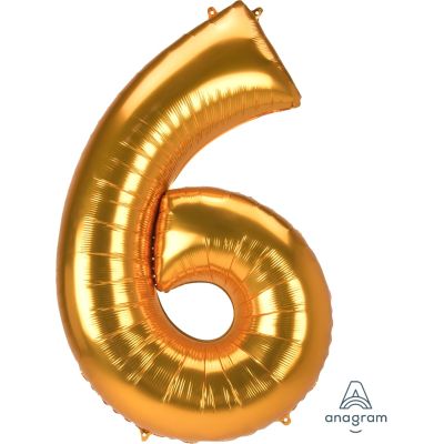 Anagram 52" (132cm) Foil Jumbo Gold Number 6 