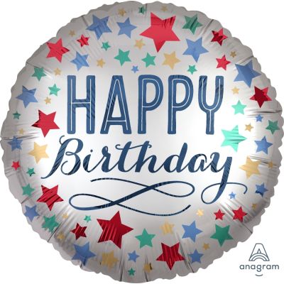 Anagram Foil 45cm (18") Satin Birthday with Stars