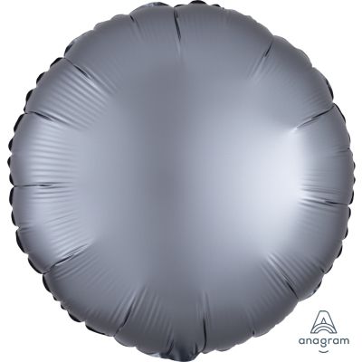 Anagram Foil Solid Colour Round 45cm (18") Satin Luxe Graphite (unpackaged) 