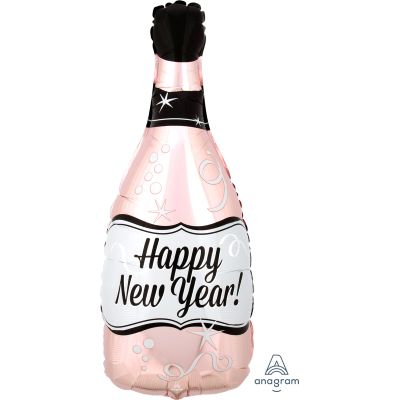 Anagram Foil Shape HNY Rose Gold Bubbly Bottle (25cm x 66cm)