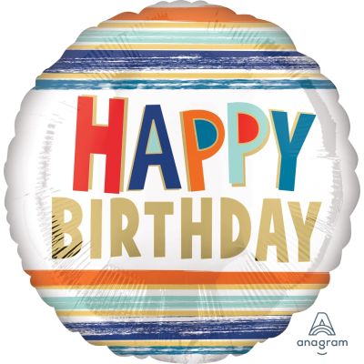 Anagram Foil 45cm (18") Happy Birthday Man Letters & Stripes
