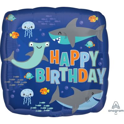 Anagram Foil 45cm (18") Happy Birthday Sharks