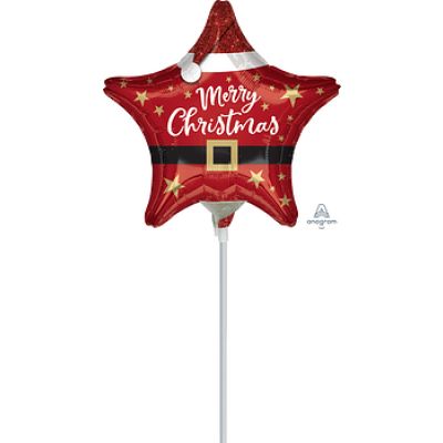 Anagram Microfoil 22cm (9&quot;) Santa Christmas Star - (Air Fill &amp; Unpackaged) 