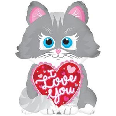 CTI Microfoil 22cm (9") I Love You Cat Shape - Air fill (unpackaged) 