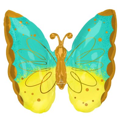 Anagram Shape Mint and Yellow Butterfly (63cm x 63cm)