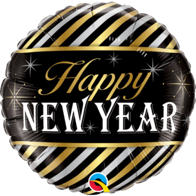 Qualatex Foil 45cm (18") New Year Diagonal Stripes