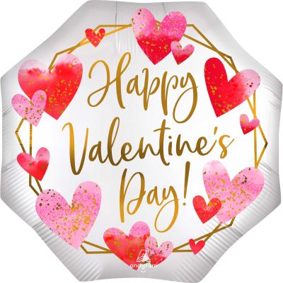 Anagram Foil Shape Happy Valentine's Day Satin Watercolour (55cmx55cm)