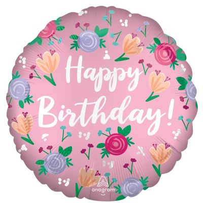 Anagram Foil 45cm (18") Satin Peony Happy Birthday