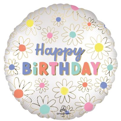 Anagram Foil 45cm (18") Satin Daisies Happy Birthday