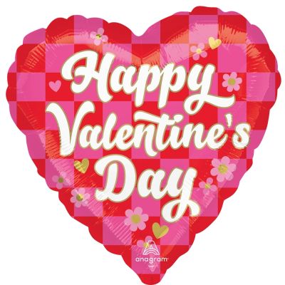 Anagram Foil Heart 45cm (18") Checkerboard Valentine's Day