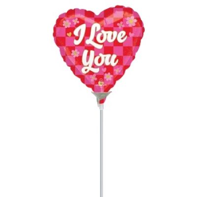 Anagram Microfoil 22cm (9") I Love You Checkerboard - Air Fill (Unpackaged)