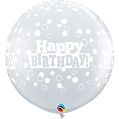 Qualatex Printed Latex 2/90cm (3ft) Bday Confetti Dots-A-Rnd Diamond Clear 