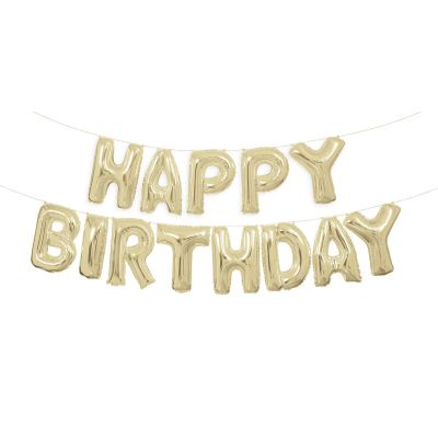 Unique 35.5cm (14") Happy Birthday Champagne Gold Letter Kit - Air Fill