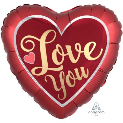 Anagram Foil Shape 71cm (28") Love You Satin Sangria & Gold