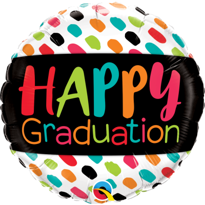 Qualatex Micro-Foil 22cm (9") Happy Graduation Colour Dabs (Air Fill & Unpackaged)
