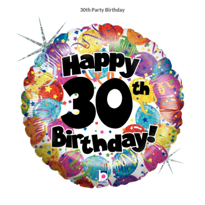 Betallic Foil 45cm (18") 30th Party Birthday Holographic 