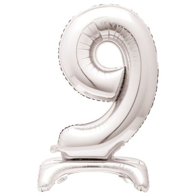 Unique Foil 76cm (30") Giant Standing Silver Number 9 - Air Fill