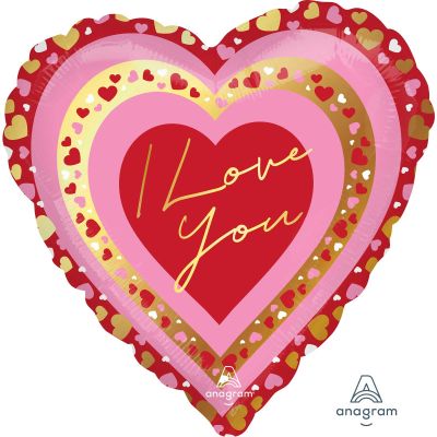 Anagram Foil Shape 71cm (28") I Love You Pretty Hearts