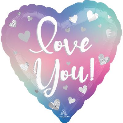 Anagram Foil Heart 45cm (18") Love You Filtered Ombre