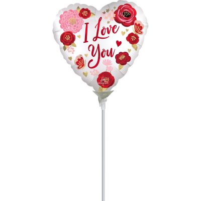 Anagram Microfoil 22cm (9&quot;) I Love You Satin Flowers (Air Fill & Unpackaged)