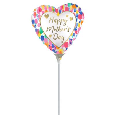 Anagram Microfoil 22cm (9&quot;) Satin Happy Mother's Day Colourful Watercolour - Air fill (Unpackaged)