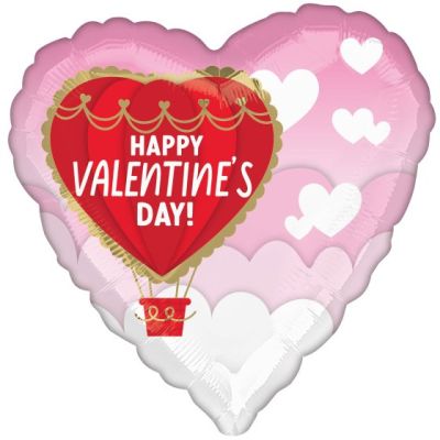 Anagram Foil Heart 45cm (18") Happy Valentine's Day Hot Air Balloon