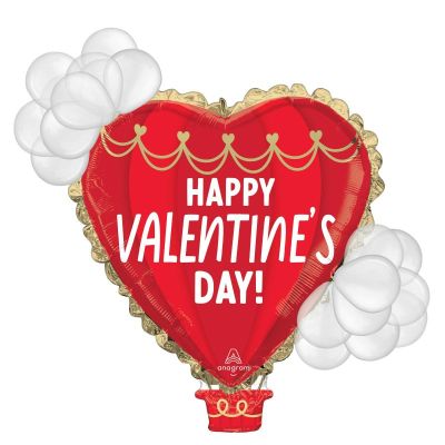Anagram Foil Shape Latex Accented Happy Valentine's Day Hot Air Balloon (88cm x 96cm)