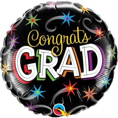Qualatex Micro-Foil 22cm (9") Congrats Grad Shooting Star (Air Fill & Unpackaged)