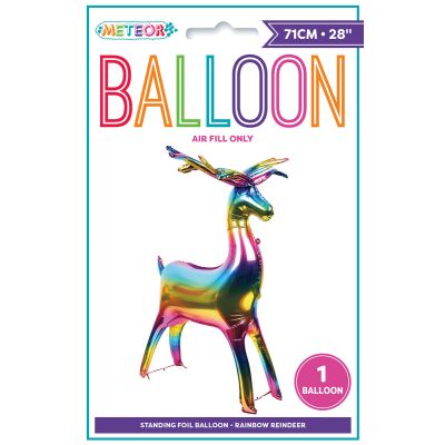 Unique Foil 71cm (28&quot;) Standard Standing Reindeer Rainbow (Air Fill)