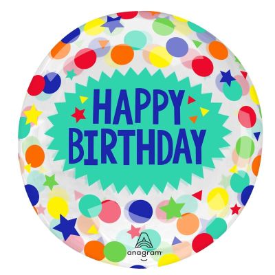 Anagram Printed Clearz 45cm (18") Happy Birthday Dots & Stars
