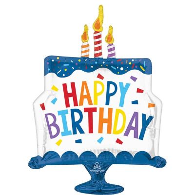 Anagram SuperShape Foil Happy Birthday Tiered Cake (55cm x 73cm)