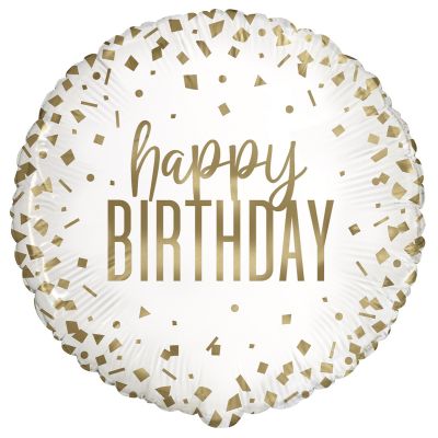 Unique Foil 45cm (18") Gold Confetti Happy Birthday