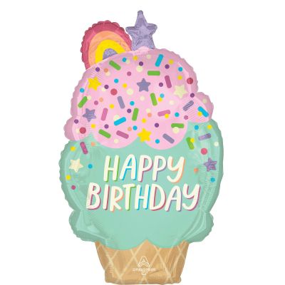 Anagram Foil Shape Ice Cream Party Birthday (48cm x 76cm)