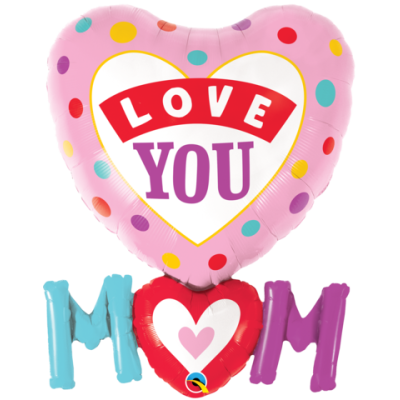 Qualatex Foil Shape 84cm (83") Love You M(Heart)M Dots