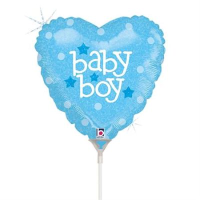 Betallic Microfoil 22cm (9") Holographic Baby Boy Heart - Air fill (unpackaged)