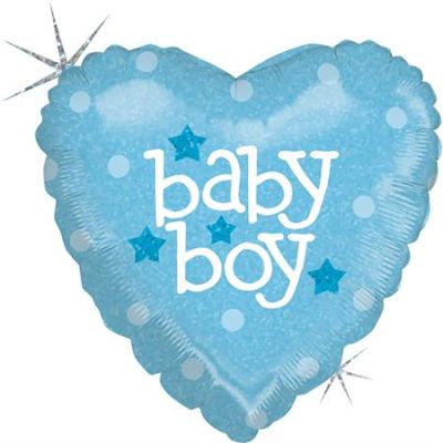 Betallic Foil 46cm (18") Holographic Baby Boy Heart