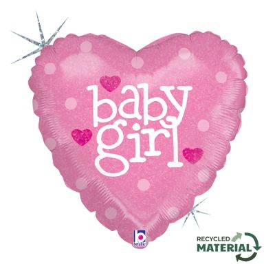Betallic Foil 46cm (18") Holographic Baby Girl Heart