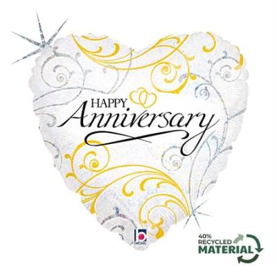 Betallic Foil 46cm (18") Holographic Filigree Anniversary Heart