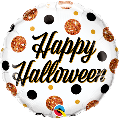 Qualatex Micro-Foil 22cm (9") Halloween Sparkly Dots (Air Fill & Unpackaged)