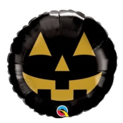 Qualatex Foil 45cm (18") Round Jack Face Black & Gold