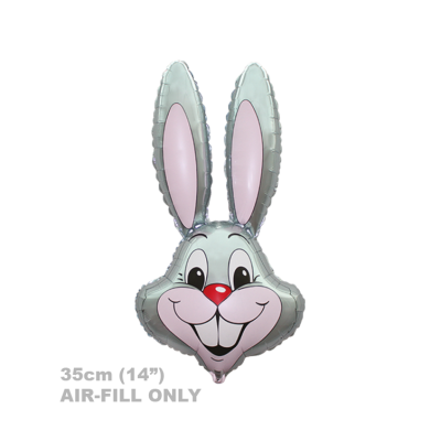 FM Micro Foil 35cm (14&quot;) Rabbit Bunny Head Silver (Air Fill & Unpackaged)