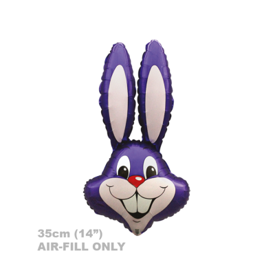 FM Micro Foil 35cm (14&quot;) Rabbit Bunny Head Violet (Air Fill & Unpackaged)