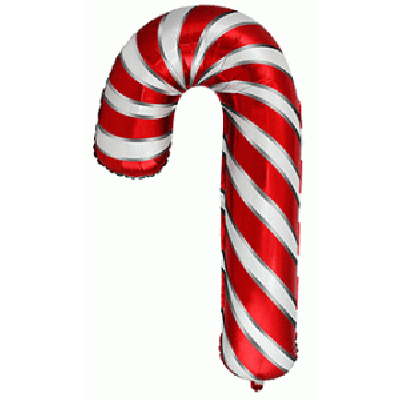 FM Foil Shape White and Red Candy Cane 98cm x 63cm (39&quot; x 25&quot;) (Unpackaged)