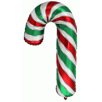 FM Foil Super Shape Green and Red Candy Cane 98cm x 63cm (39&quot; x 25&quot;) (Unpackaged)