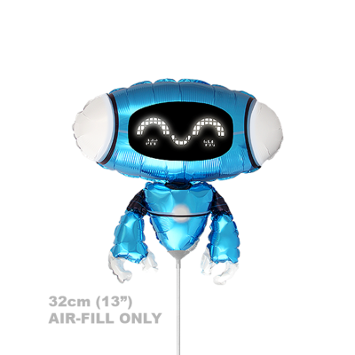 FM Foil Mini Shape 32cm (13&quot;) Robot Blue (Air Fill & Unpackaged)